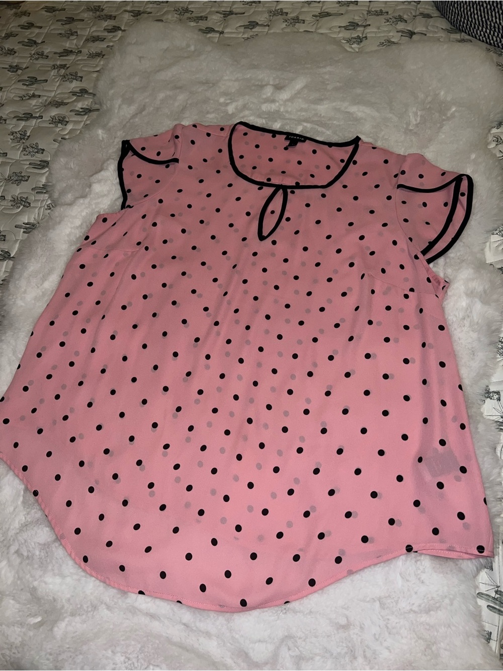 torrid Pink Blouse with Black Polka Dots